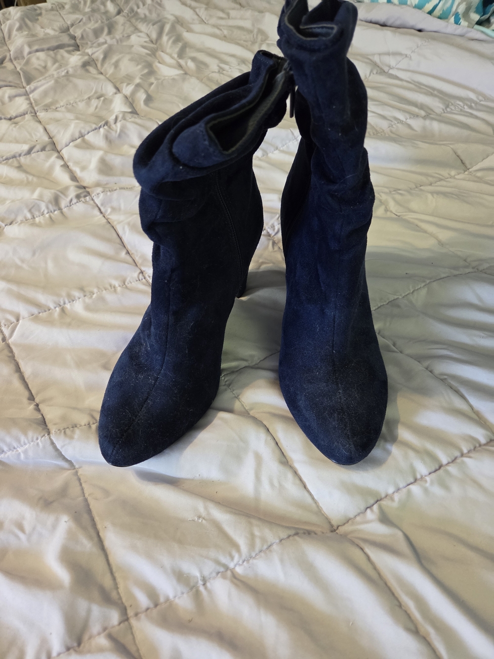 Shoe Dazzle Faux Suede Royal Blue Slouch Boots High Heel Sz 10